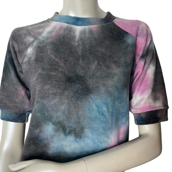 Amore All F..Y. Blue Pink Gray Tie Dye Inspired Short Sleeve Top - Picture 3 of 8